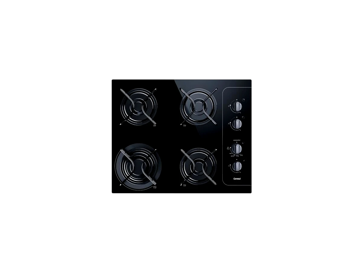 Cooktop a Gás 4 Bocas Consul CD042AE com Botões Removíveis Vidro Preto