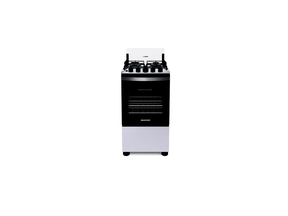 Fogão de piso Brastemp BFO4NBB — 4 bocas, branco, mesa de inox, bivolt