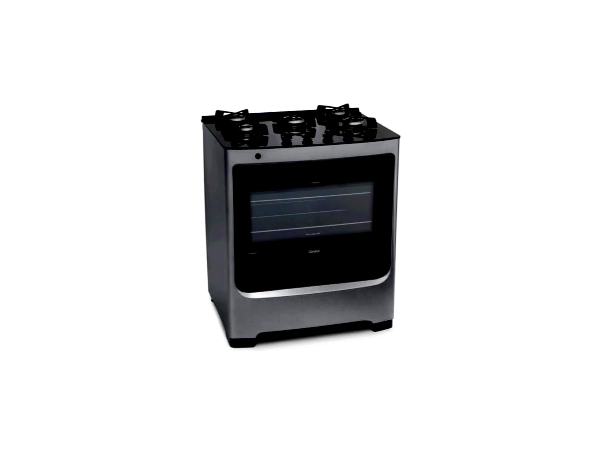Fogão de Piso Consul CFS5VAR, 5 bocas, inox com mesa de vidro, bivolt