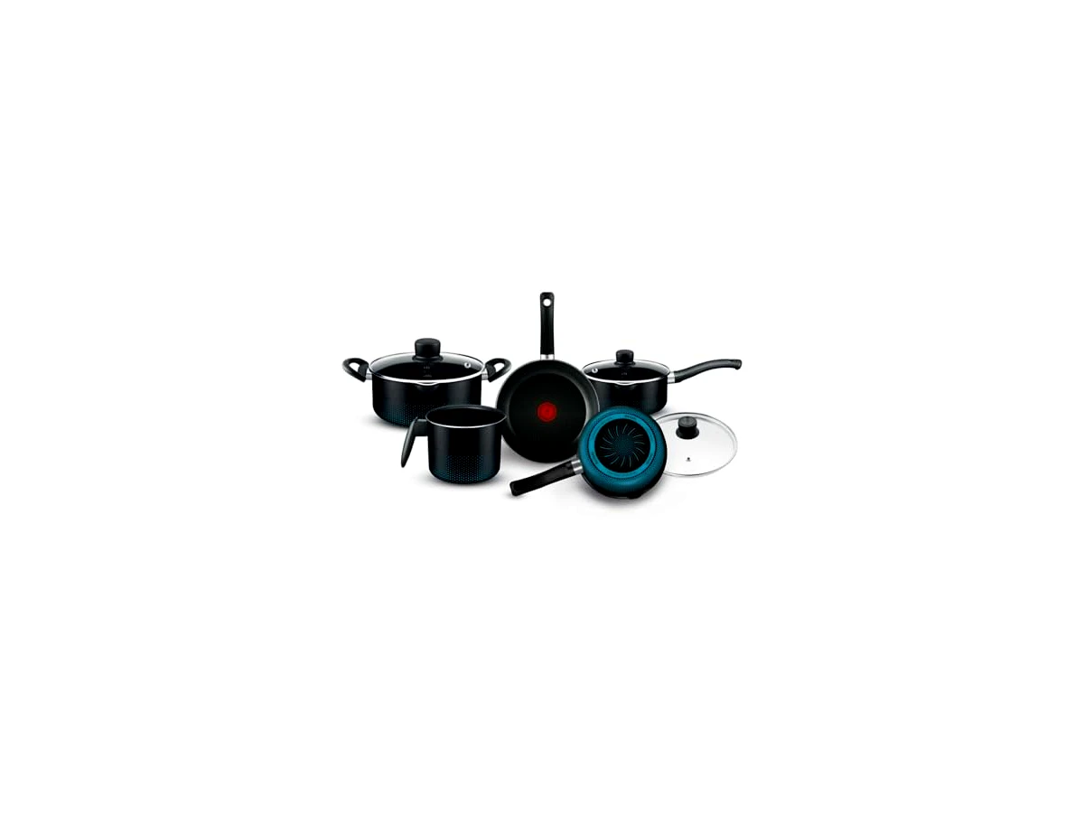 Jogo de Panelas Rochedo Smart em Alumínio com Revestimento Antiaderente Teflon e Tecnologia Thermo-Sinal Preto 5 Peças