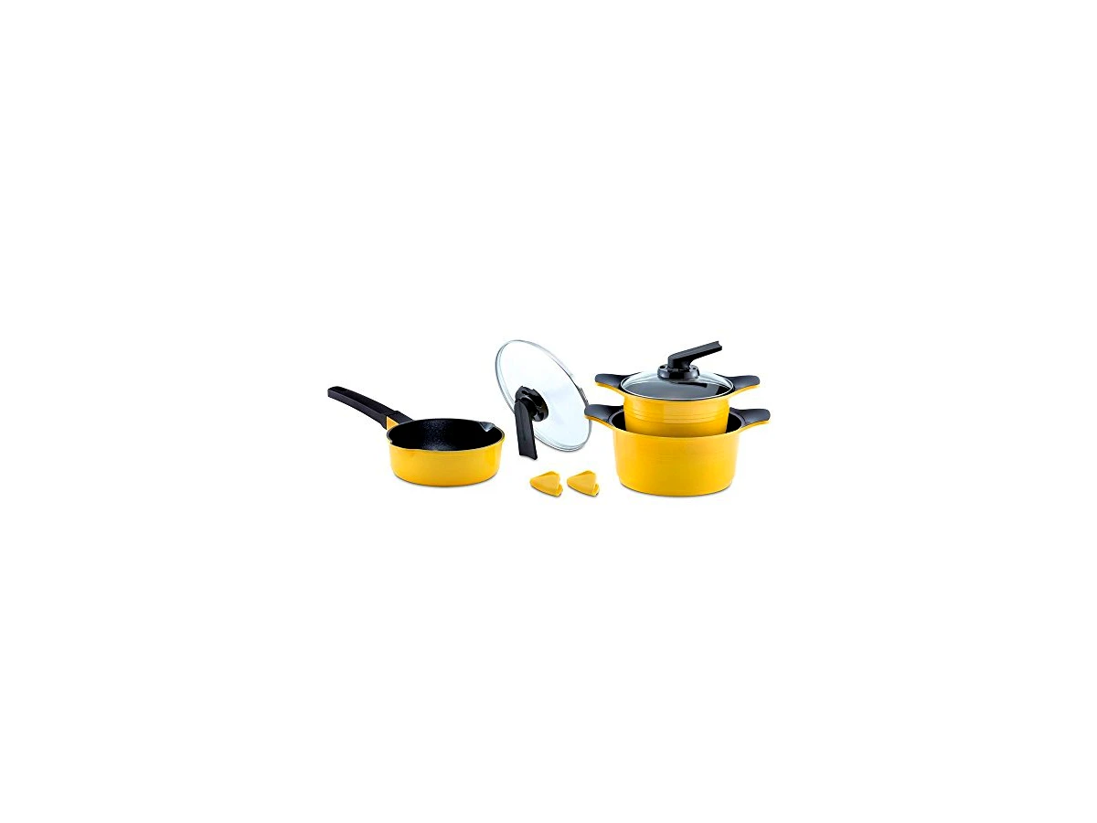 Jogo de Panelas com Revestimento Cerâmico Roichen Natural Ceramic Premium Indução 5 Peças Laranja (Ref: RCN-5P-OR)