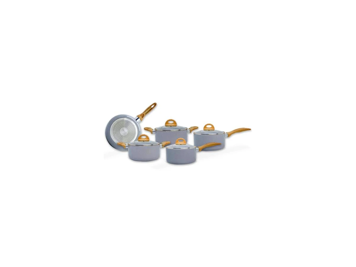 Brinox Ceramic Life Smart Plus 5 peças com indução Cinza Wooden — modelo 4774/503