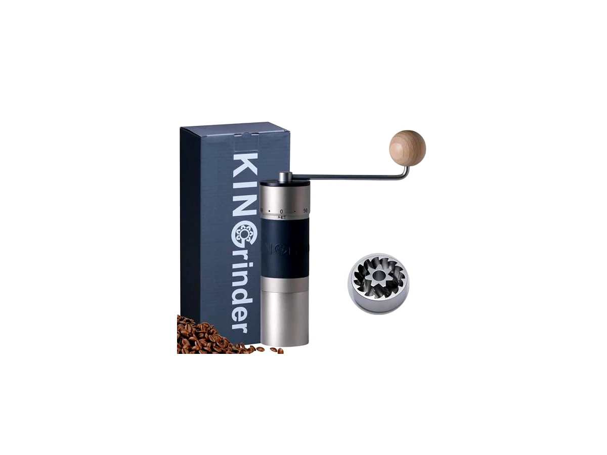 KINGrinder K6 Moedor manual de café (prata/alumínio, ajuste externo, rebarba inoxidável)