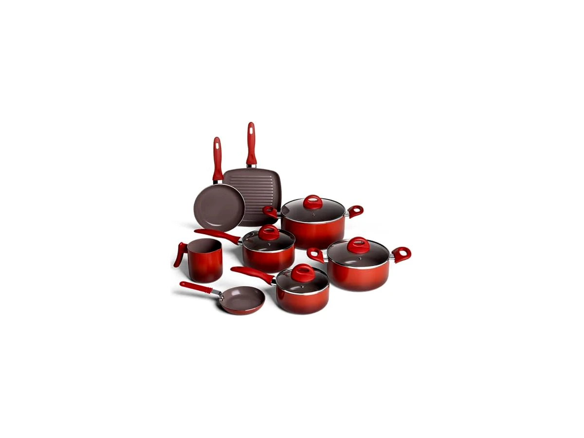 Brinox Ceramic Life Smart Plus Vermelho, Jogo de Panelas 8 Peças