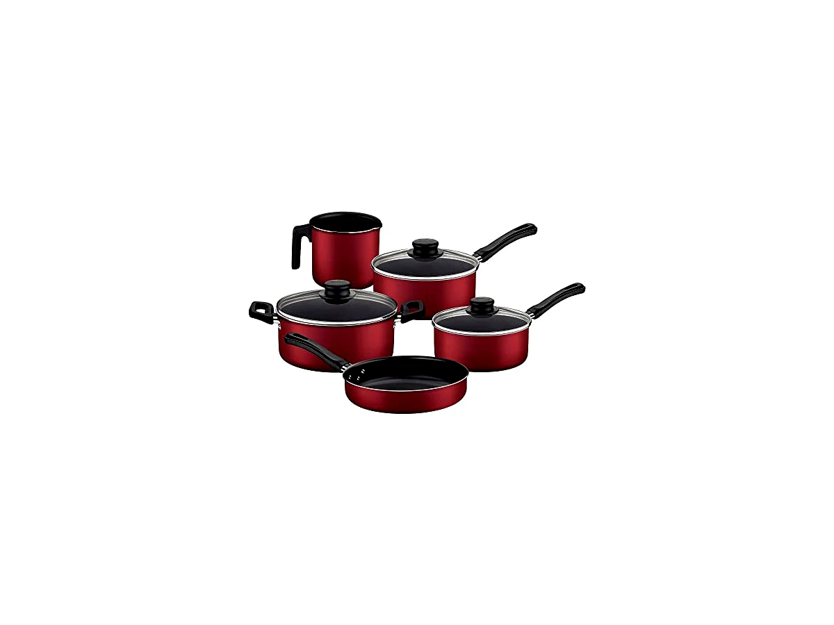 Tramontina Caribe Vermelho, Jogo de Panelas 5 Peças, ref. 20297/508