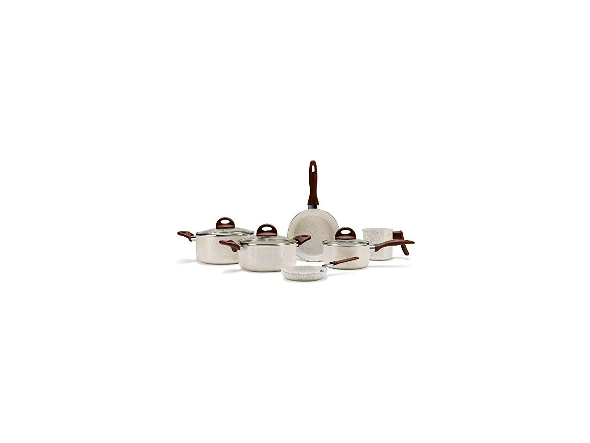 Jogo de Panelas Brinox Ceramic Life Smart Plus com Fundo de Indução Vanilla 6 Peças