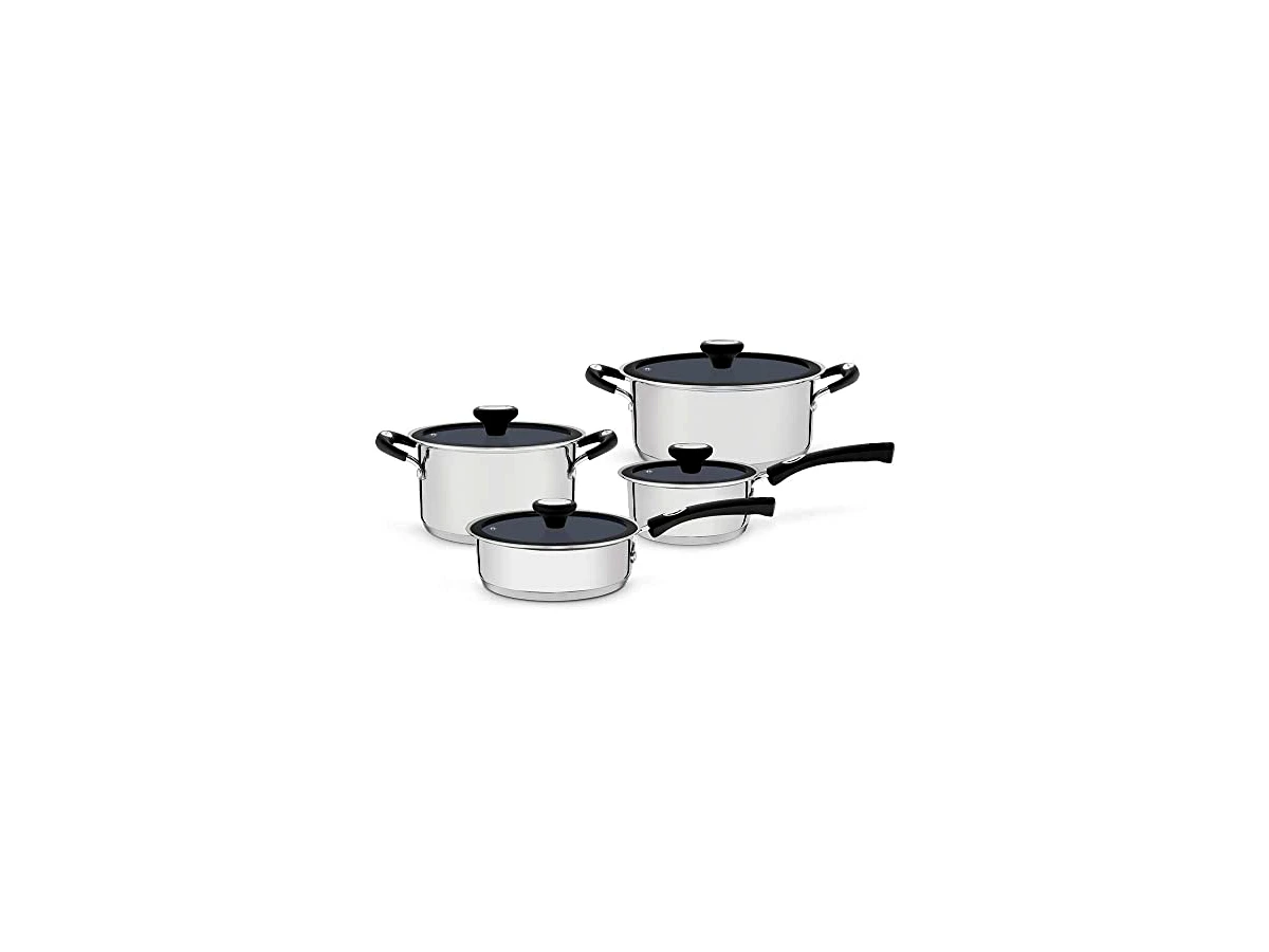 Jogo de Panelas Tramontina Solar Ceramic em Aço Inox Fundo Triplo com Revestimento Interno Cerâmico Grafite 4 Peças