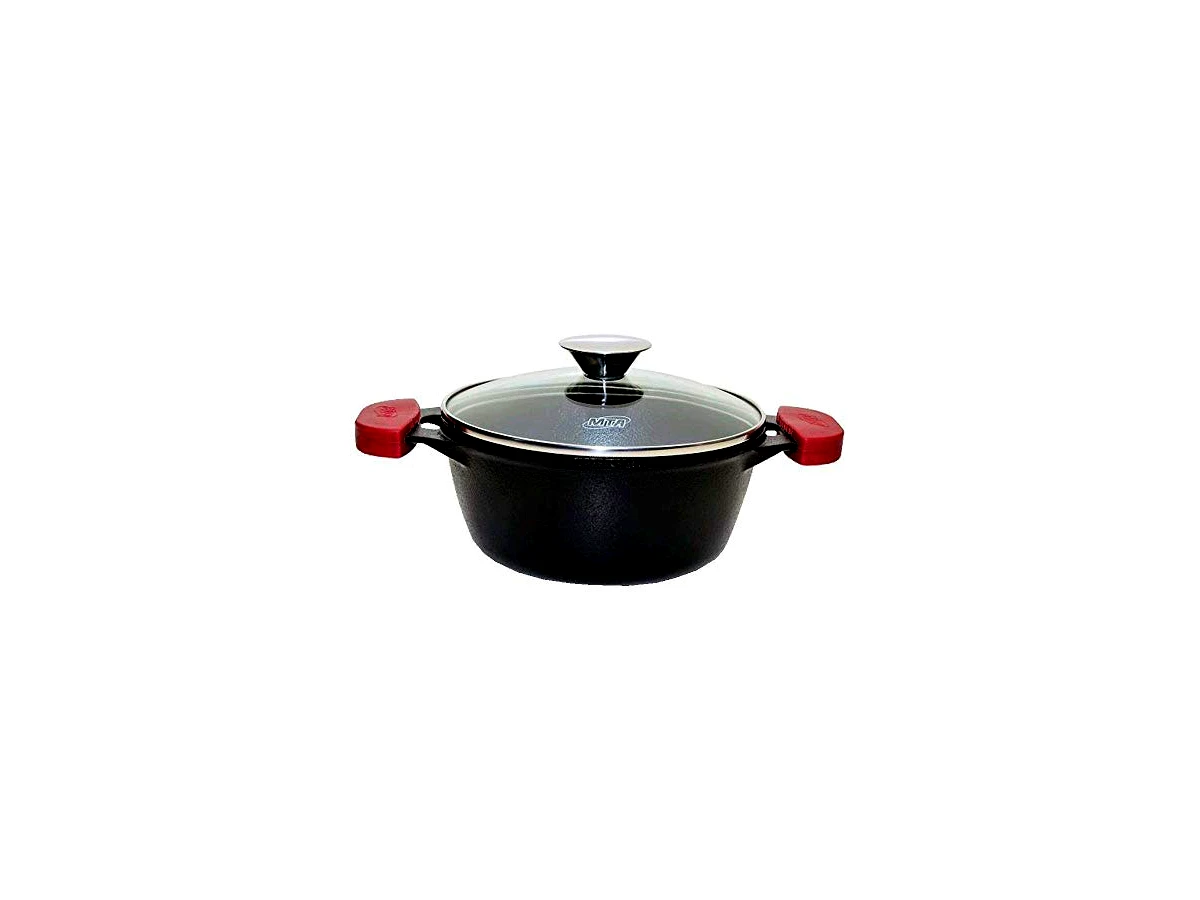 MTA Caçarola de Ferro Fundido Preta com Tampa de Vidro 24cm 4L (Ref: 8342)