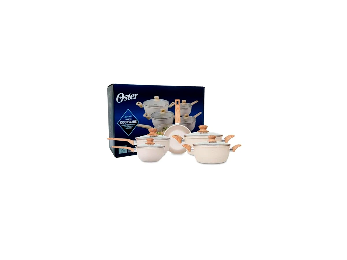 Oster Jogo de Panelas Marble Edition Cream 5 Peças com Indução