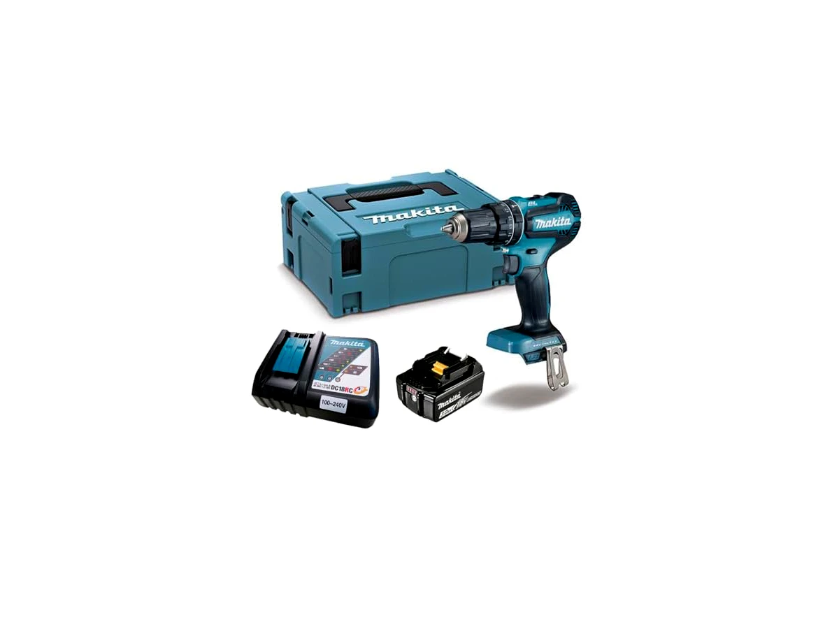 Makita DHP485RF1J 18V LXT Brushless — kit com maleta e 1 bateria de 3,0 Ah