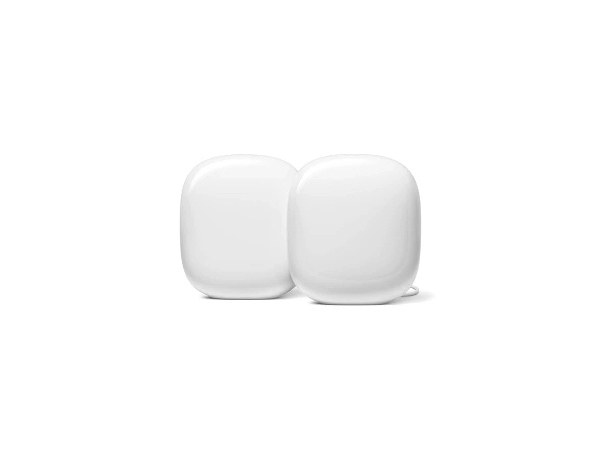 Google Nest WiFi Pro - Wi-Fi 6E - Sistema Wi-Fi doméstico confiável com velocidade rápida e cobertura de toda a casa - roteador de malha - embalagem sem varejo - pacote com 2 - neve