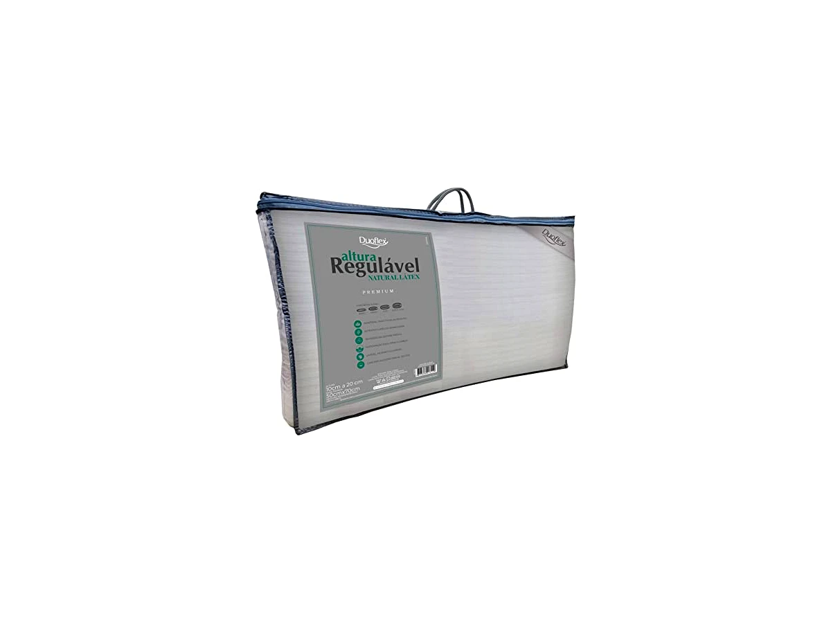 Duoflex Altura Regulável Natural Látex Premium RL1125, 50 x 70 cm, altura ajustável de 10 a 20 cm