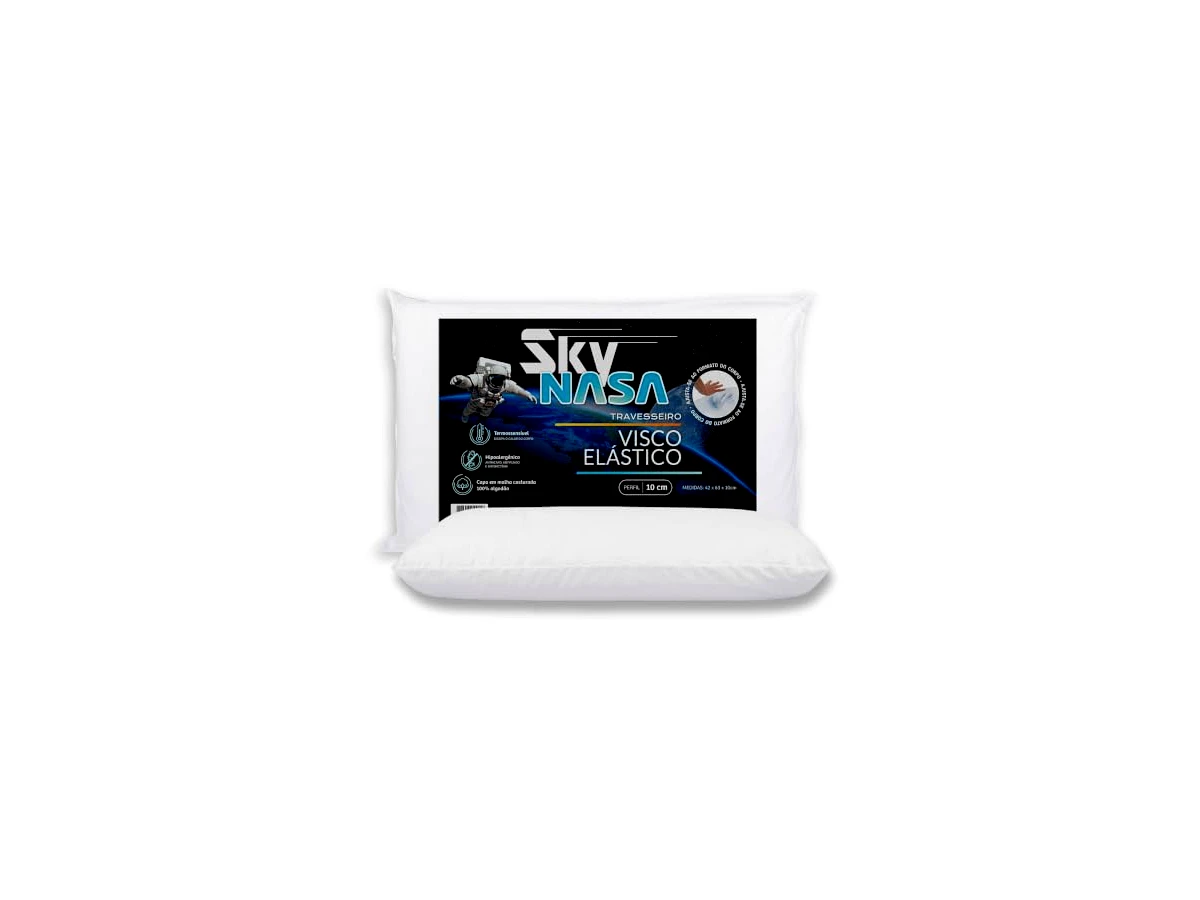 NAP Nasa Sky Viscoelástico 10 cm Branco, para fronha 50 x 70 cm
