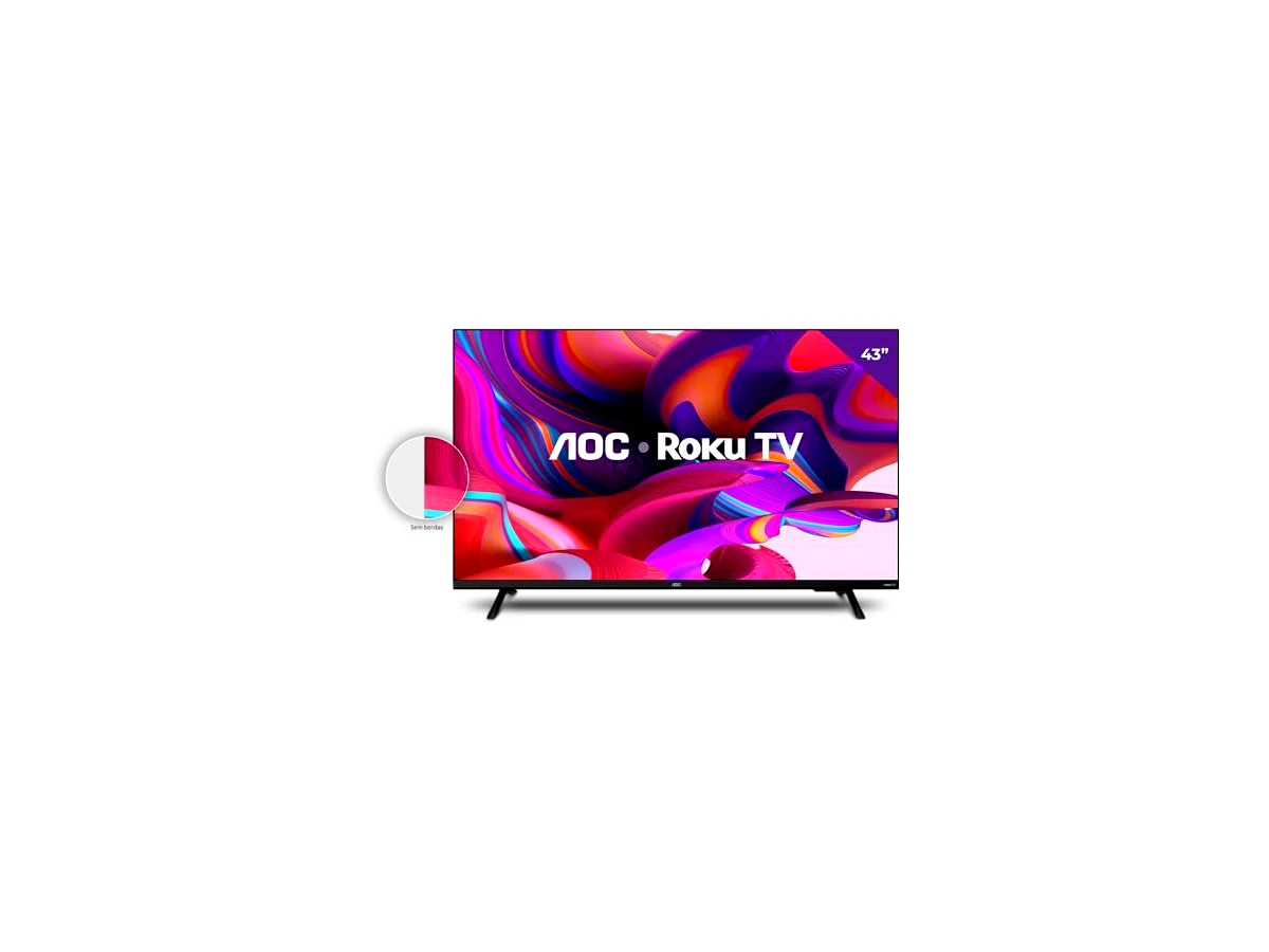 AOC 43S5135/78G - Smart TV LED 43" Full HD, Design sem bordas, Wifi, Conversor Digital, USB, HDMI