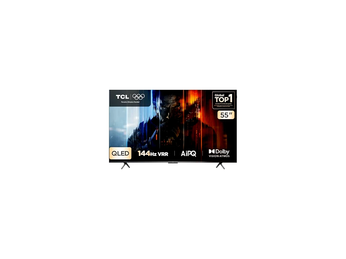 TCL, QLED Smart TV, 55”, 55P8K, 4K UHD, Google TV, 144Hz, Google Assistente, Dolby Vision, Dolby Atmos, Design Sem Bordas