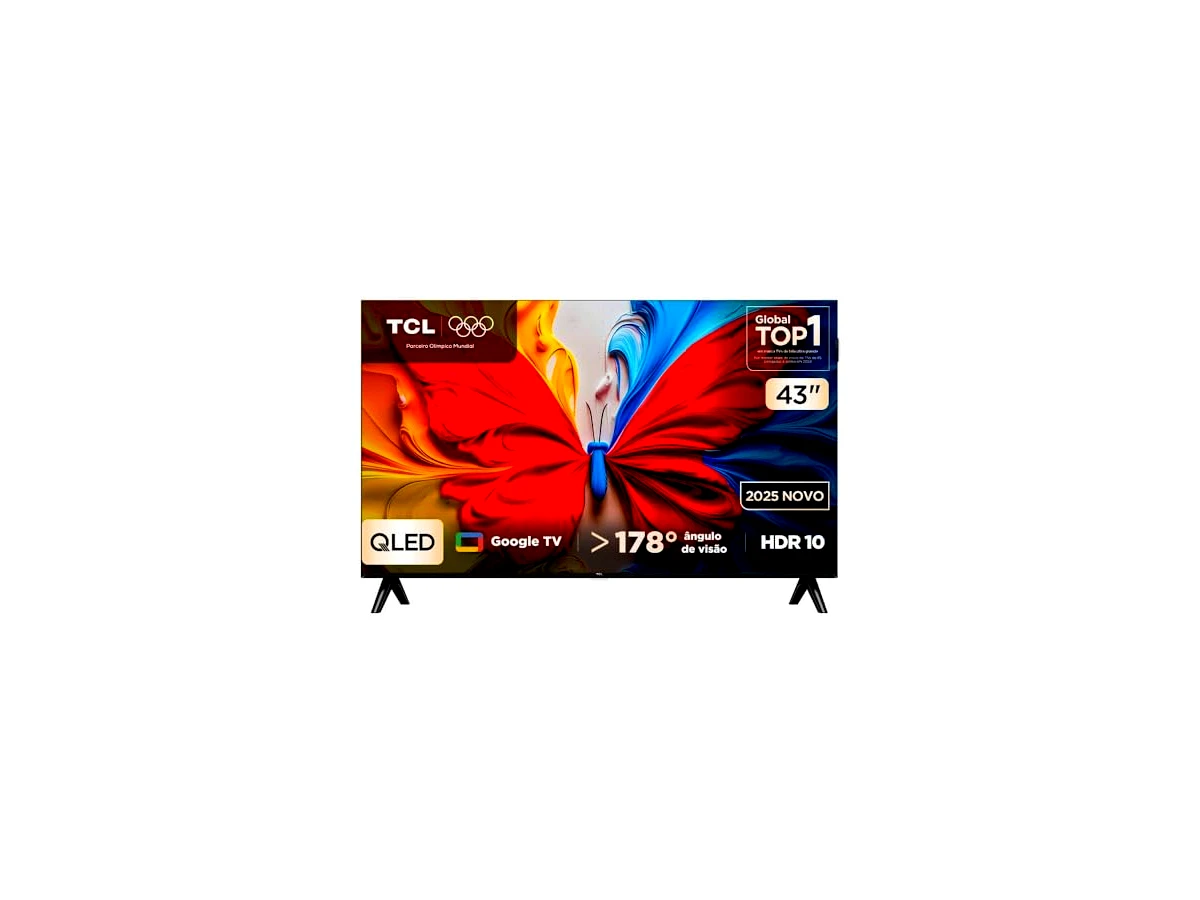 TCL, Smart TV, 43 Polegadas, HD QLED, WiFi, Bluetooth, Google TV, 2 HDMI, HDR10, Dolby Audio, 43S5K